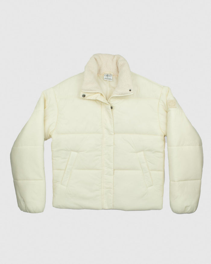 Front of ivory Women's Puffer Jacket#color_ivory