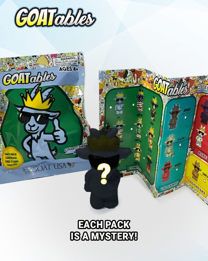 GOATables toy with packaging and text on a white background