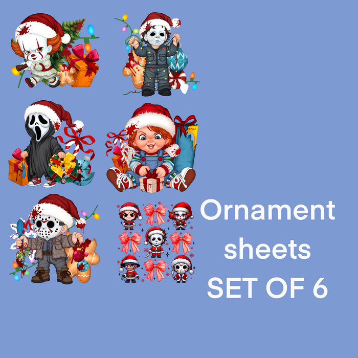 GOOD Scary Movies Six Ornament Sheet UV DTF DOUBLE SIDED