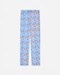 Front of carolina blue pajama pants with breakfast designs