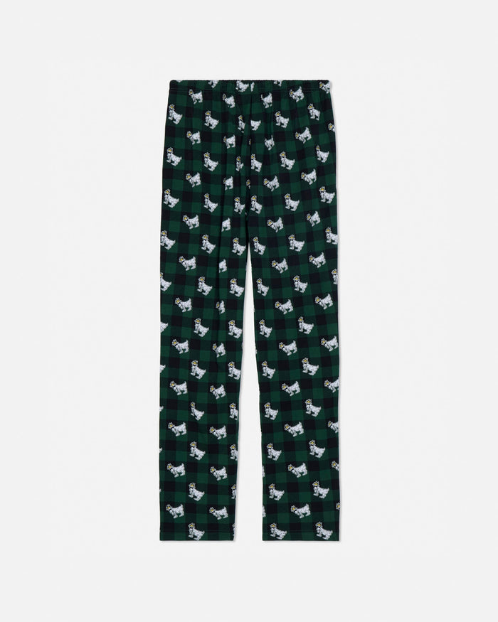 Dark green pajama pants with white goat pattern on a white background#color_deep-sea