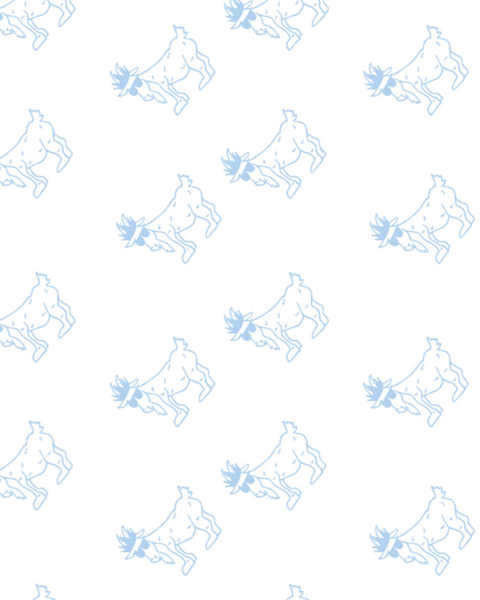Repeating pattern of a blue goat on a white background#color_white