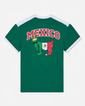 Green t-shirt with 'MEXICO' and a graphic design on a white background