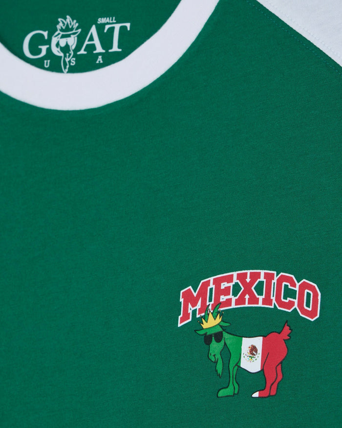 Green shirt with 'Mexico' and goat logo on a white collar