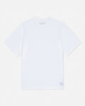 White t-shirt with a brand logo on a light gray background#color_white