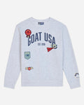 Gray crewneck with various patch design