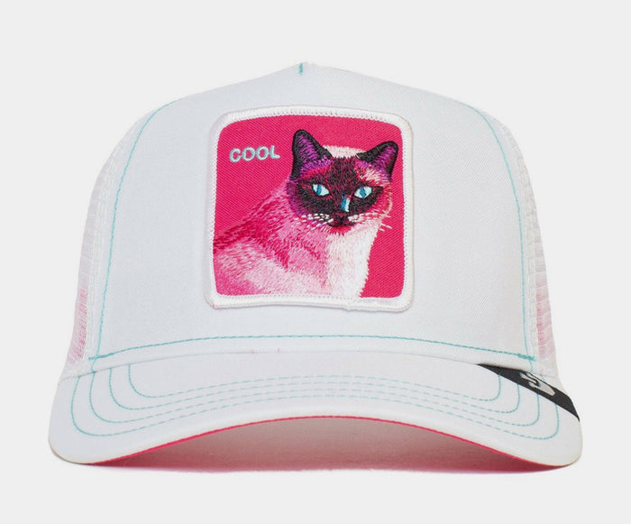 Kitty Trip Trucker Mens Hat (White/Pink)