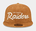 Las Vegas Raiders Corduroy Script 9FIFTY Mens Snapback Hat (Brown)