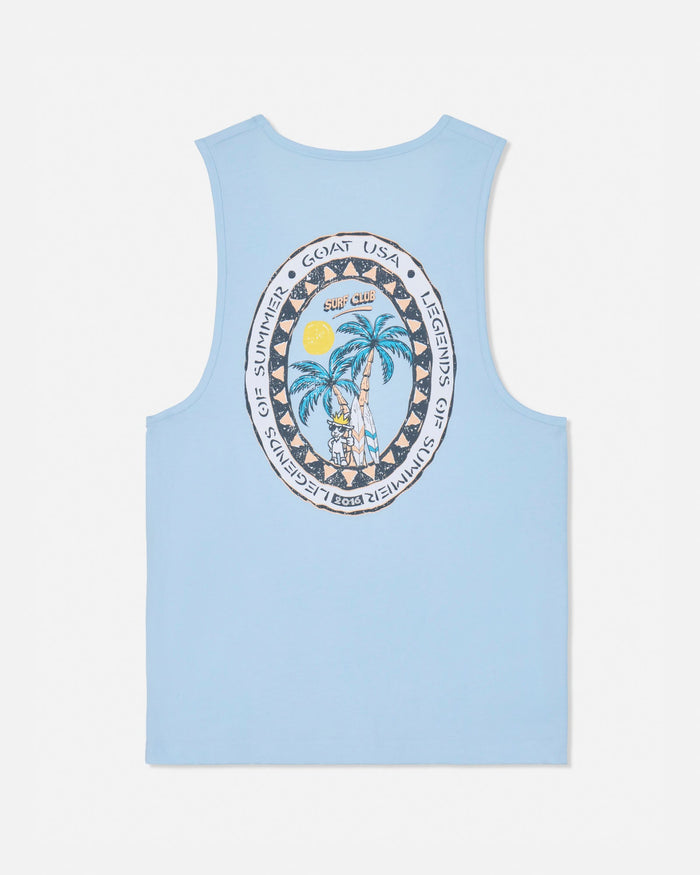 Light blue tank top with palm tree design on a white background