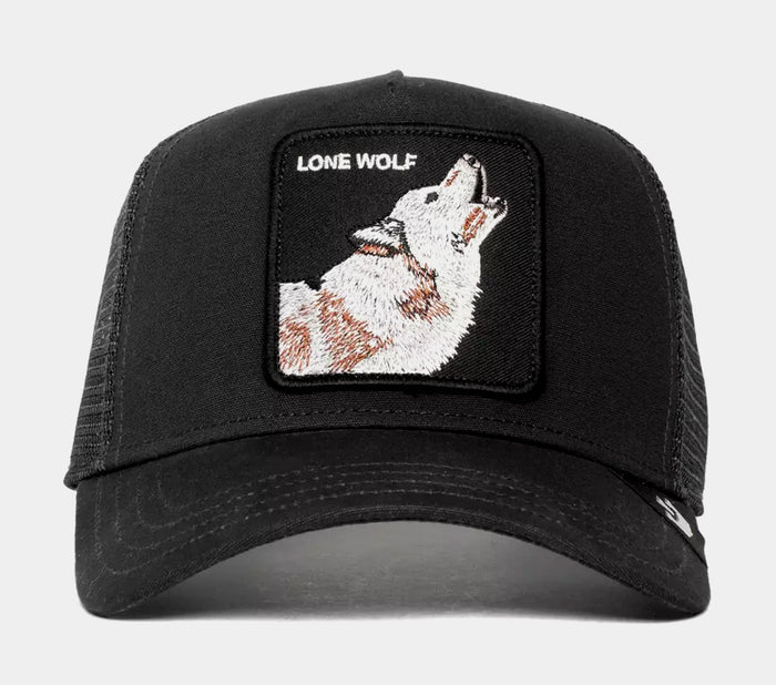 Lone Wolf Trucker Hat Mens Hat (Black)