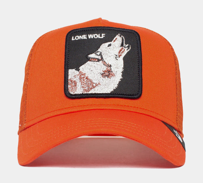 Lone Wolf Trucker Mens Hat (Orange)