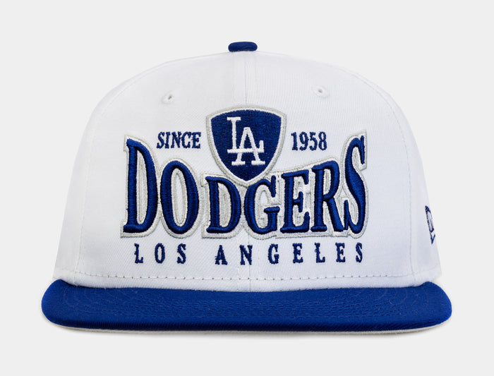 Los Angeles Dodgers Crest 9FIFTY Mens Snapback Hat (White/Blue)