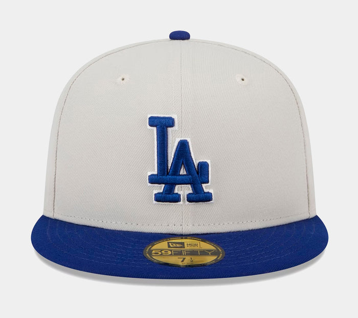 Los Angeles Dodgers Varsity Letter 59FIFTY Mens Fitted Hat (White/Blue)