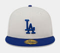 Los Angeles Dodgers Varsity Letter 59FIFTY Mens Fitted Hat (White/Blue)