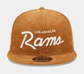 Los Angeles Rams Corduroy Script 9FIFTY Mens Snapback Hat (Brown)