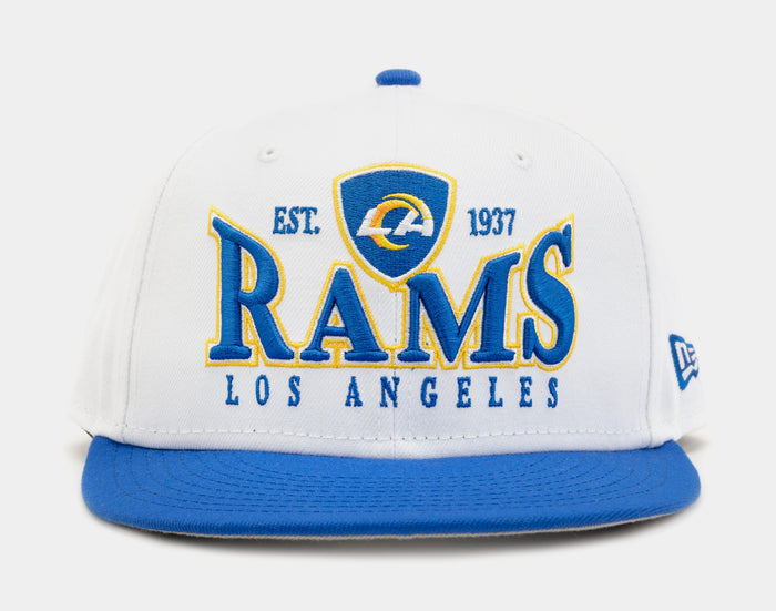 Los Angeles Rams Crest 9FIFTY Mens Snapback Hat (White/Blue)