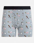 Boxer briefs with a baseball goat pattern on a light gray background