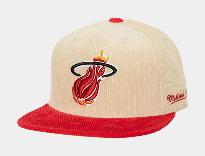 Miami Heat 2 Tone Team Cord Fitted Mens Hat (Neutral/Red)