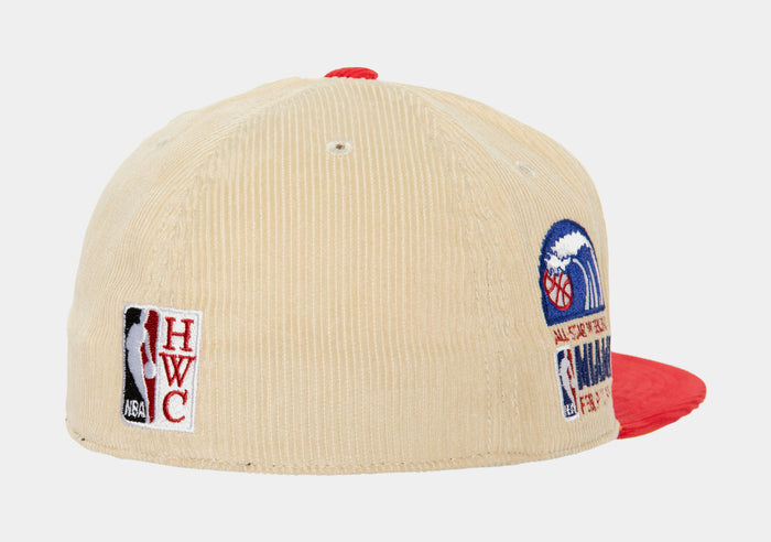 Miami Heat 2 Tone Team Cord Fitted Mens Hat (Neutral/Red)
