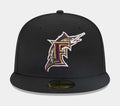 Miami Marlins Botanical 59FIFTY Mens Fitted Hat (Black)