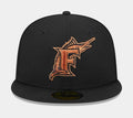 Miami Marlins Metallic Pop 59FIFTY Mens Fitted Hat (Black)