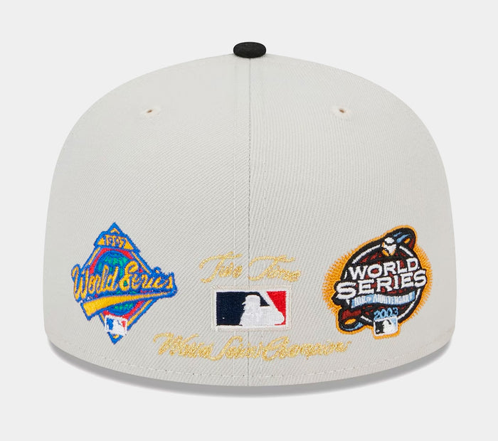 Miami Marlins Varsity Letter 59FIFTY Mens Fitted Hat (White/Black)