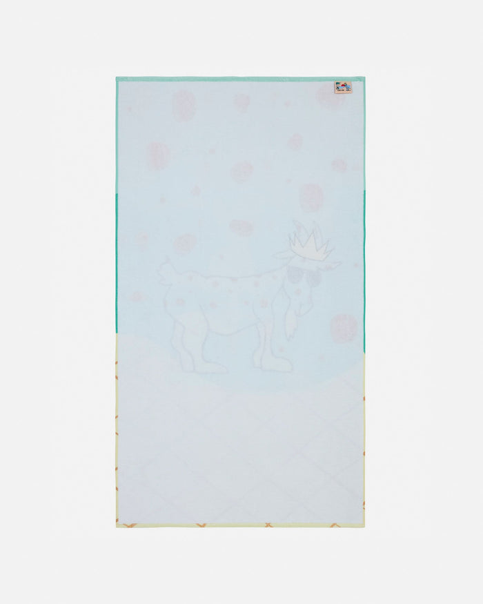 Underside of a towel on a white background