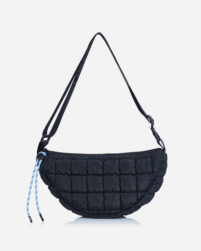 Front of black sling bag
