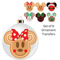Mouse Heads Set of Six Ornaments Sheet UV DTF DOUBLE SIDED