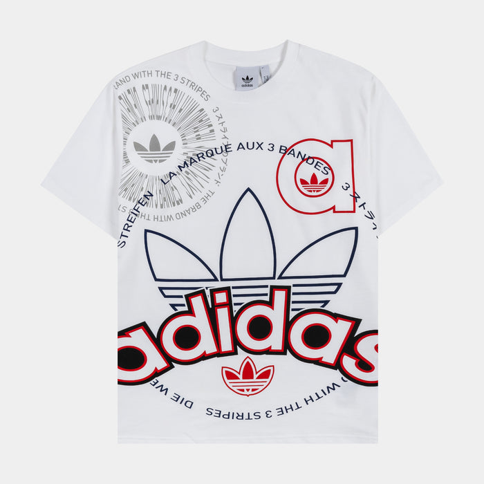 Multi Logo Essentials Mens Short Sleeve Shirt (White)