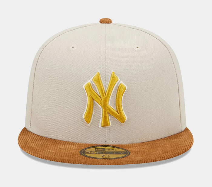 New York Yankees Corduroy Visor 59FIFTY Mens Fitted Hat (White/Brown)