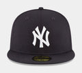 New York Yankees Fitted Hat Mens Hat (Blue)