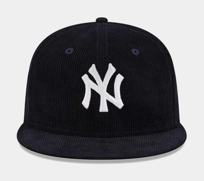 New York Yankees Throwback Corduroy 59FIFTY Mens Hat (Navy)