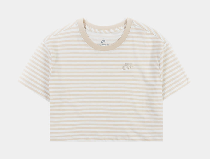 NSW Essential Crop Womens Short Sleeve Shirt (Beige/White)