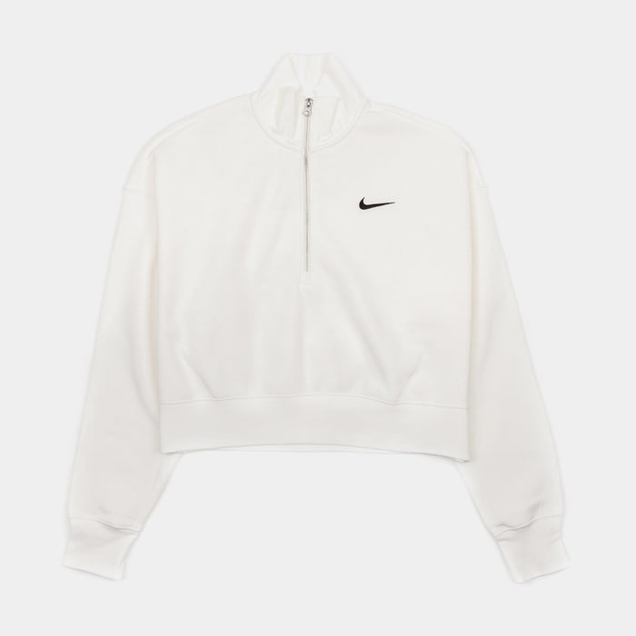 NSW Phoenix Fleece Oversized Half-Zip Crop Womens Hoodie (White)