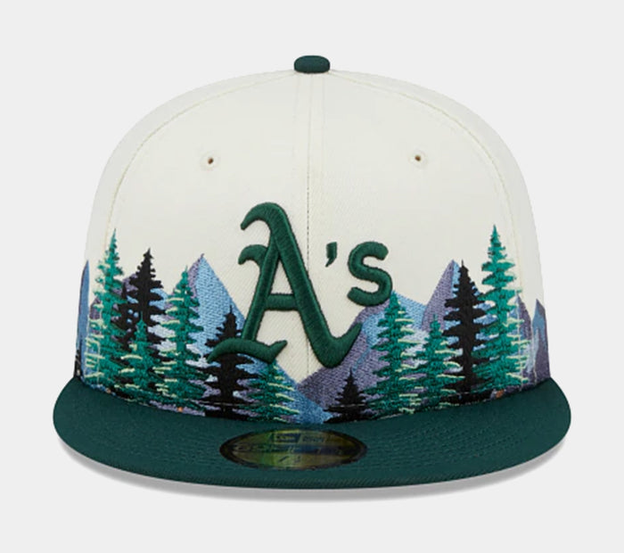Oakland A's Outdoor 59FIFTY Mens Fitted Hat (White/Green)