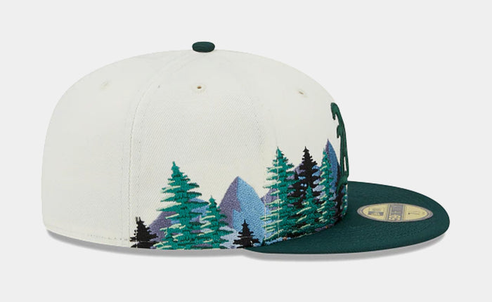 Oakland A's Outdoor 59FIFTY Mens Fitted Hat (White/Green)