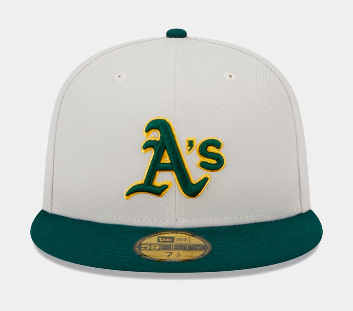 Oakland A's Varsity Letter 59FIFTY Mens Fitted Hat (White/Green)