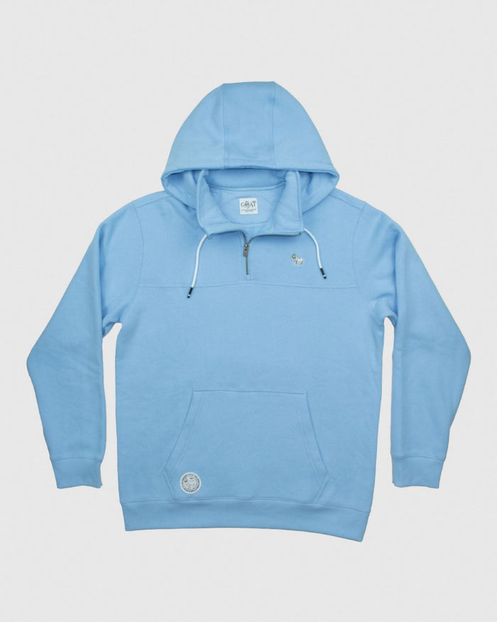 Front of carolina blue OG 1/4 Zip Hooded Sweatshirt#color_carolina-blue