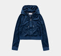 OG Big Bling Velour Full Zip Womens Hoodie (Regal Blue)