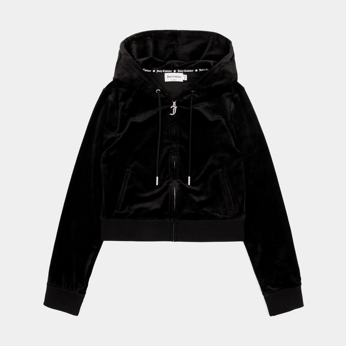 OG Bling Velour Full Zip Womens Hoodie (Black)