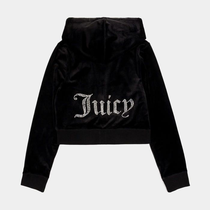 OG Bling Velour Full Zip Womens Hoodie (Black)