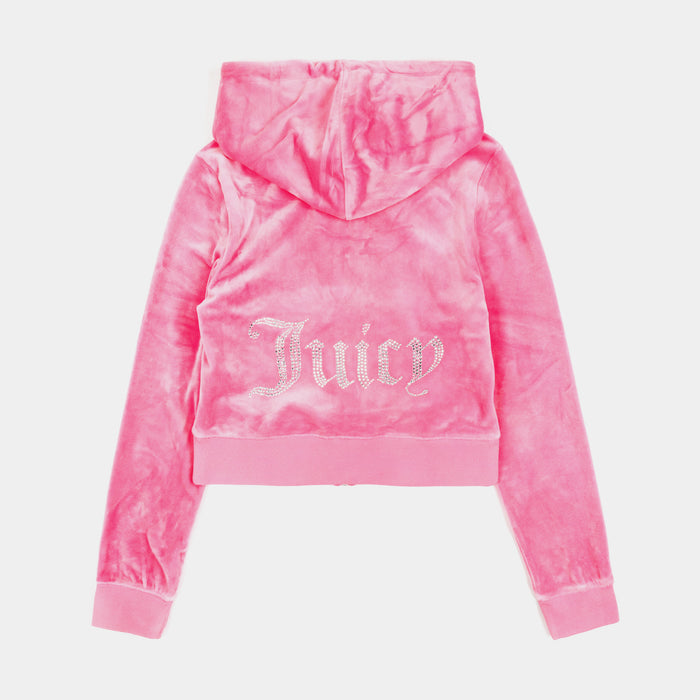 OG Bling Velour Full Zip Womens Hoodie (Pink)