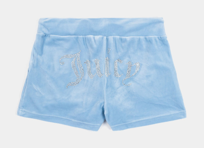 OG Bling Velour Womens Shorts (Blue)