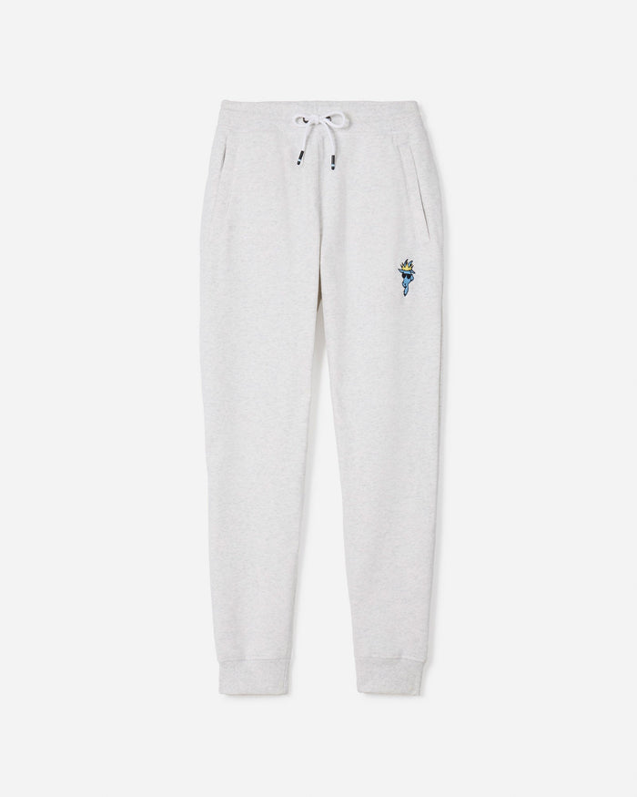 Front of heather white OG Fleece Joggers#color_heather-white