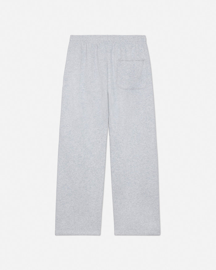 Back of gray straight leg sweatpants on a light gray background#color_gray