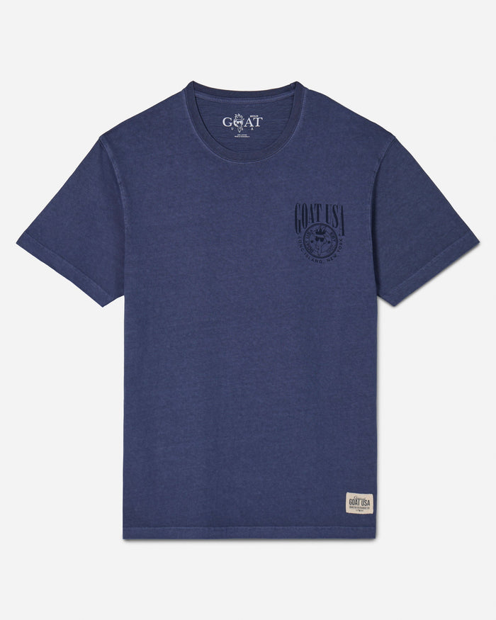 Navy t-shirt with alternate GOAT USA logo on left chest#color_navy