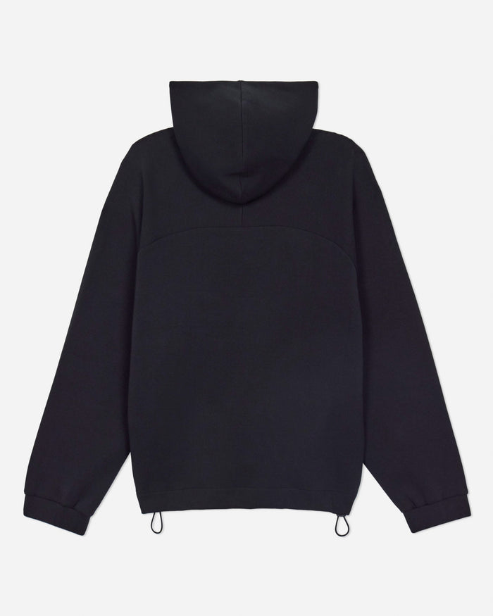 Black hoodie on a light gray background#color_black