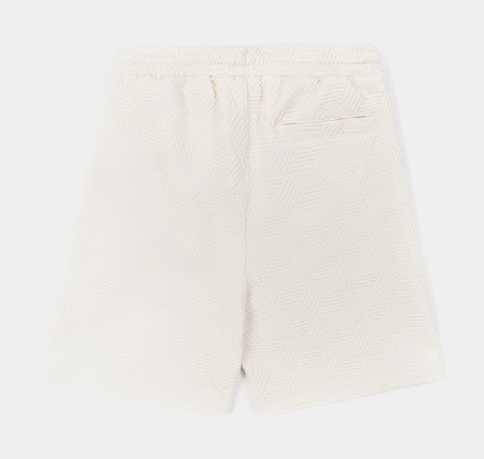 Printed Knit Mens Shorts (Beige/White)