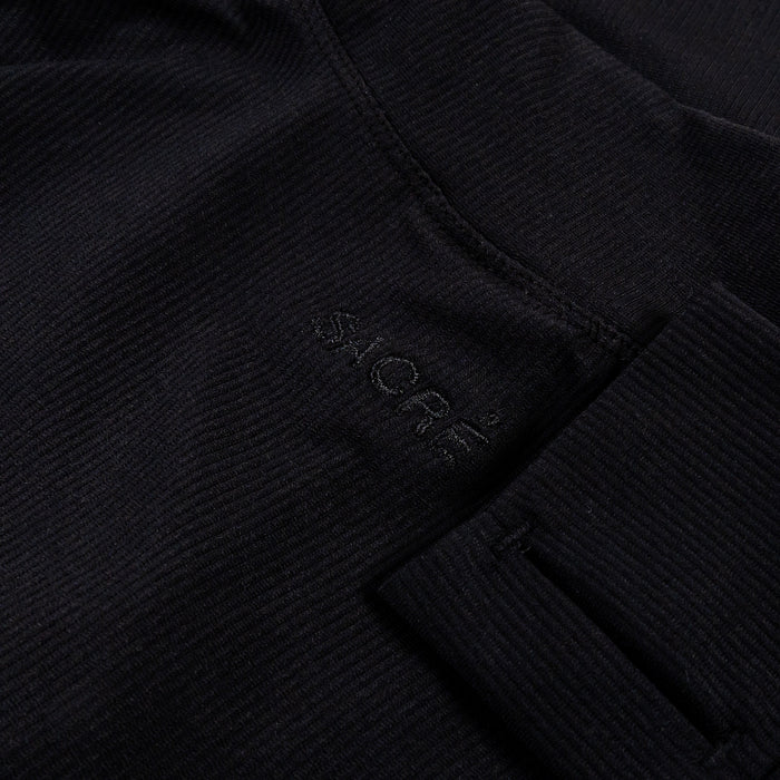 Ribbed Full Zip Womens Long Sleeve Shirt (Black)